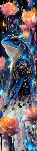 Free printable frog bookmark featuring ethereal frog blue theme